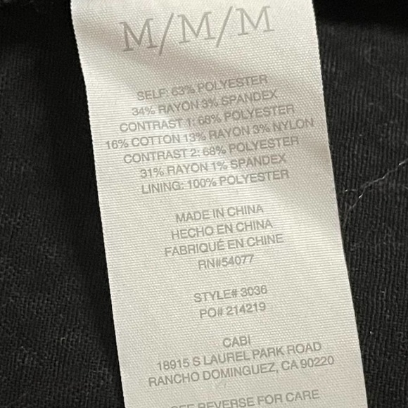 CAbi Cropped Media Jacket Black with Army Green Panels Style # 3036 Size Medium - Picture 15 of 16